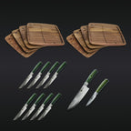 16pc Steak Knife and Bistecca Plate Set + 8" Chef's Knife + 3.5" Paring Knife Bundle